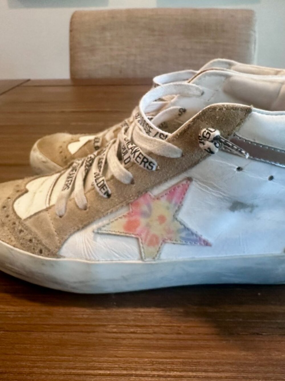 Golden Goose Francy High Top Sneakers White Leather Tan Suede Size 36/6 - Picture 10 of 16